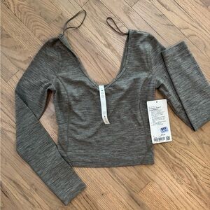 Lululemon Athletica Gray Fitted Crop Bodysuit